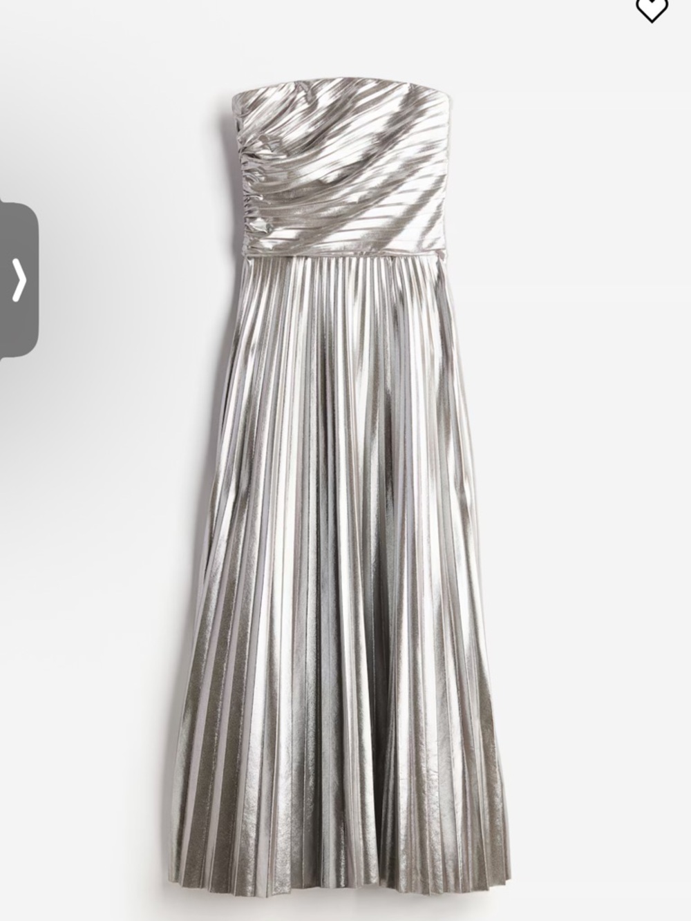 H&M Silver Metallic Ruched Pleat Dress NWT